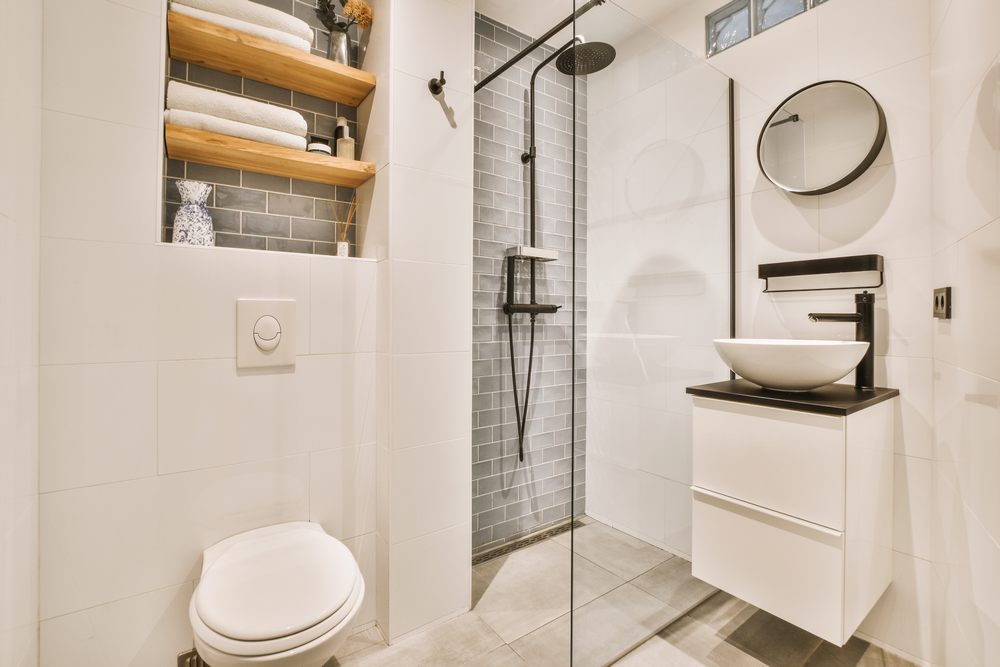 White Modern Shower Shelf ISLA, Bathroom Shelves, Shower Shelf